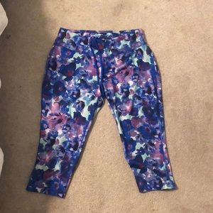 Blue and purple floral yoga pants